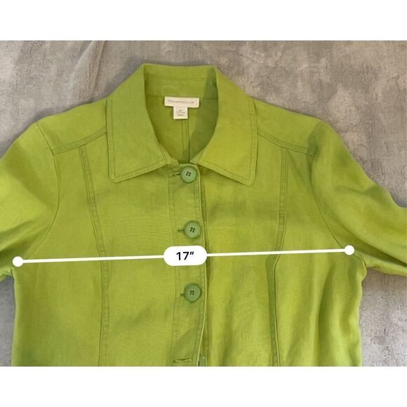 Women’s 100% Linen Button Down Green Cardigan/Jacket Medium - Picture 8 of 9